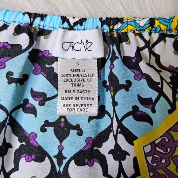 CACHE Brightly Colored Summer Spring Blouson Dress Size Small Vacation Resort - Picture 3 of 9